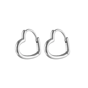 Boucles d'oreilles créoles polies en forme de cœur en acier inoxydable argenté pour la mode