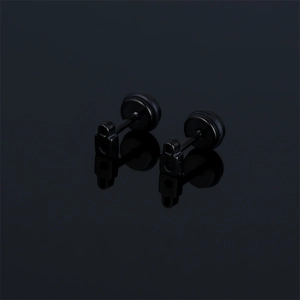 Boucles d'Oreilles Clous en Acier Inoxydable Forme de Cadenas pour Hommes Femmes Noir Hip Hop Punk Style Industriel Bijoux