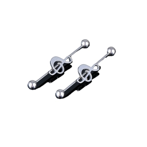 Polished stainless steel treble clef music note barbell stud earrings for cartilage