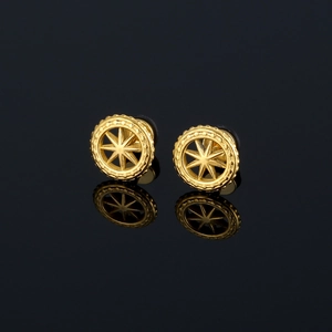 Retro Stainless Steel Eight-Pointed Star Stud Earrings Compass Rose Punk Round Circle Piercing Earrings Jewelry For Men Women