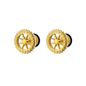 Vintage gold stainless steel star stud earrings with beaded edge and rubber backs