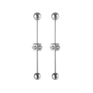 Piercing industriel en acier chirurgical avec détail cube en cristal brillant