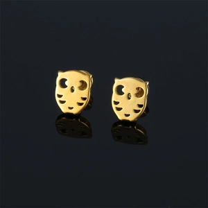 Minimalist Stainless Steel Owl Stud Earrings For Men Women Design Hollow Animal Pattern Gold Black Ear Stud Jewelry Gift