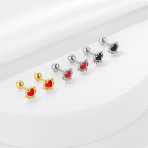 Lot de boucles d'oreilles cœur en acier inoxydable avec finition en huile colorée