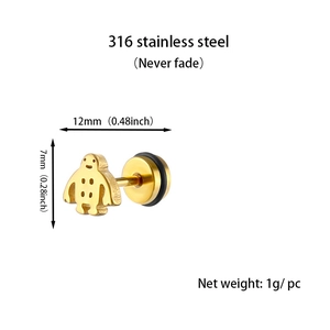 Spécifications des boucles d'oreilles bonhomme doré en acier inoxydable 316L