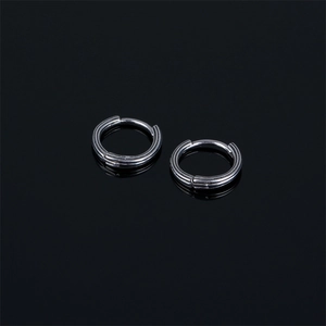 Minimalist Stainless Steel Hoop Earrings For Men Women Grooved Texture Punk Style Street Fashion Jewelry Single Earring