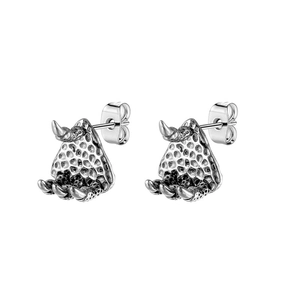 Gothic dragon claw stud earrings in stainless steel with vintage punk texture finish