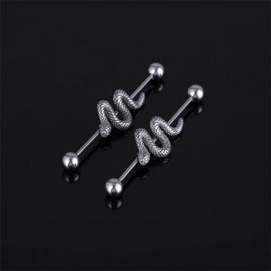 316 Stainless Steel Snake Industrial Barbell Piercing Earring Punk Dark Gothic Unisex Body Jewelry Barbell Ear Bridge Stud