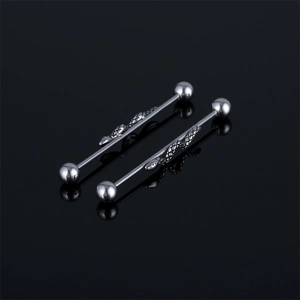 316 Stainless Steel Snake Industrial Barbell Piercing Earring Punk Body Jewelry For Men Women Silver Tone Ear Bone Nail