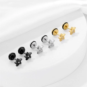 Boucles d'oreilles étoiles en acier inoxydable avec zircone en noir, argent et doré