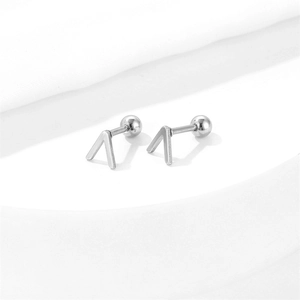 Minimalist V-shaped stainless steel stud earrings with screw ball backs for men and women