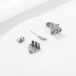Gothic dragon claw stud earrings in vintage silver stainless steel for men