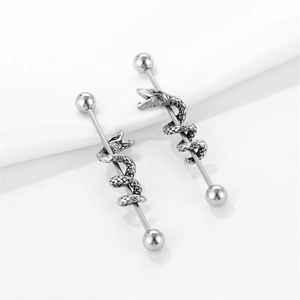 Boucles d'oreilles industrielles en acier inoxydable avec motif serpent détaillé
