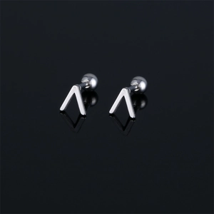 Minimalist 316 Stainless Steel V Shaped Letter Stud Earrings Ball Back Screw Geometric Piercing Jewelry For Men Women
