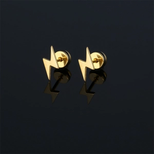 Orecchini a Bottone a Forma di Fulmine in Acciaio Inossidabile Punk per Uomo Donna Hip Hop Gioielli Piercing Geometrici