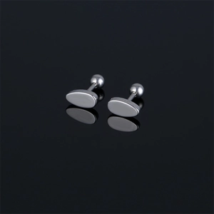 Boucles d'Oreilles Clous Ovales en Acier Inoxydable 316 pour Hommes Femmes Géométriques Poli avec Fermoir à Boule Bijoux Unisexes