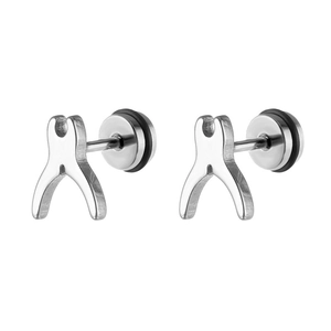 Boucles d'oreilles punk en acier inoxydable argenté en forme de pince pour tous