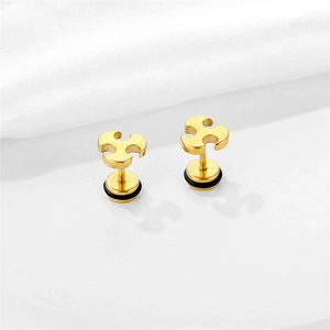 Minimalist gold plated stainless steel stud earrings with unique abstract cross design