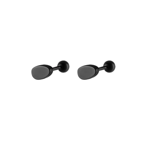 Boucles d'oreilles minimalistes en acier inoxydable noir avec finition mate élégante