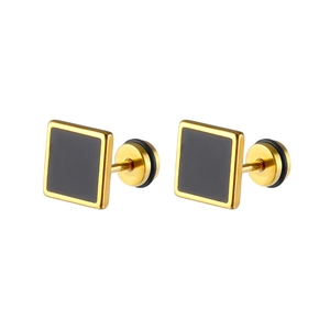 Orecchini a perno geometrici quadrati minimalisti in oro e nero in acciaio inossidabile