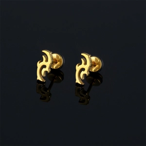 Boucles d'Oreilles Clous en Acier Inoxydable 316 Flamme Poisson Volant Vintage Tribal Or Unisexe Bijoux