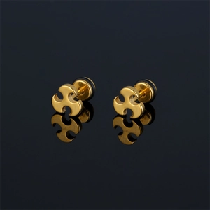 Minimalist 316 Stainless Steel Geometric Trident Stud Earrings For Women Men Punk Hip Hop Gold Plated Jewelry Never Fade