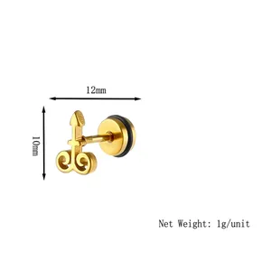 Golden 316 stainless steel earrings featuring vintage totems and 12mm x 10mm design