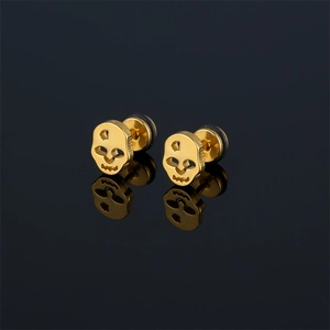 Cool Punk Gothic Stainless Steel Skull Stud Earrings For Men Women Street Hip Hop Jewelry Fade Resistant Ear Studs Gifts