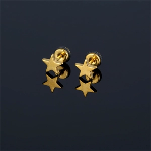 Minimalist Stainless Steel Star Stud Earrings Barbell Screw Back Small Pentagram Earrings For Men Women Fashion Jewelry