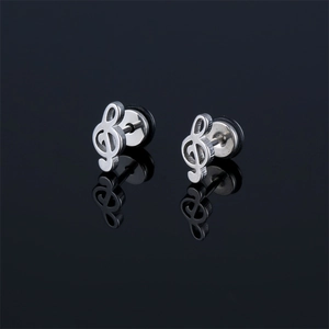 Boucles d'oreilles clé de sol en argent poli avec un design haltère unique