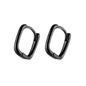 Minimalist matte black square hoop earrings made of premium stainless steel for unisex