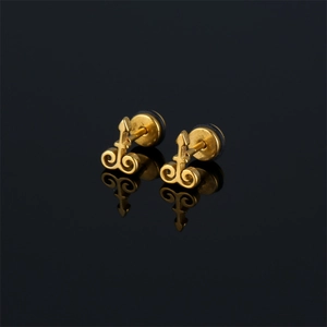 Stainless Steel Symbol Stud Earrings Gold Plated Neo-Chinese Style Personalized Geometric Ear Jewelry For Men Women