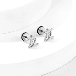 Boucles d'oreilles en acier inoxydable poli avec le caractère chinois de l'amitié