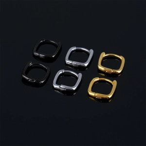 Minimalist Stainless Steel Square Hoop Earrings For Men Women Geometric Huggie Earrings Gold Silver Black Jewelry Gift