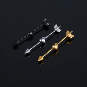 Boucles d'Oreilles Barbell Industriel Flèche de Cupidon en Acier Inoxydable Cœur Doux Piercing Bijoux Mode Punk