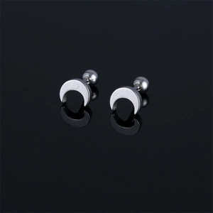 Minimalist Stainless Steel Crescent Moon Stud Earrings Unisex 316 Surgical Steel Piercing Jewelry With Screw Ball Back Clasp