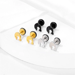 Trois paires de boucles d'oreilles dauphin en acier inoxydable or, argent et noir