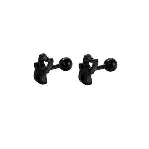 Boucles d'oreilles renard noir en acier inoxydable avec design creux et fermoir à vis