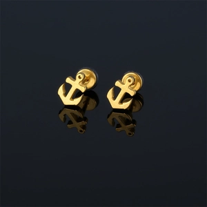 Nautical Stainless Steel Anchor Stud Earrings For Men Women Fashion Electroplated Boat Anchor Design Jewelry Earrings