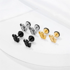 Trois paires de boucles d'oreilles scorpion en acier inoxydable noir, argent et doré