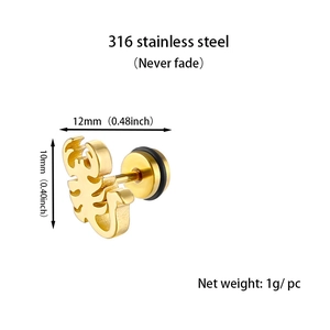 Détail du clou d'oreille scorpion en acier inoxydable 316 avec dimensions et poids