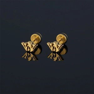 Minimalist Stainless Steel W Letter Stud Earrings For Women Men Unisex Street Trend Punk Geometric Ear Bone Stud Jewelry