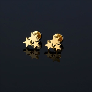 Minimalistische Edelstahl Dreifach Stern Ohrstecker Für Damen Koreanische Mode Drei Sterne Knorpel Piercing Nischen Design Schmuck Geschenk