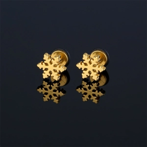 Boucles d'Oreilles Clous Flocon de Neige en Acier Inoxydable Bijoux d'Oreille Géométriques pour Hommes Femmes Fête de Noël