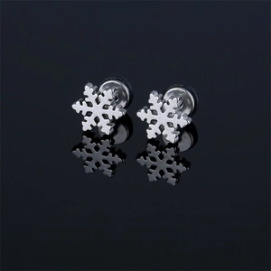 Boucles d'oreilles flocons de neige en acier inoxydable avec fermoir à vis sécurisé