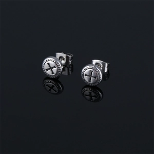 Ohrstecker 316 Edelstahl Rund Kreuz Geprägt Retro Punk Gothic Mode Schmuck Für Männer Frauen