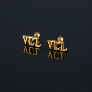Boucles d'Oreilles Clous Lettre VCL en Acier Inoxydable 316 Mode pour Femmes Hommes Style Hip Hop Bijoux Piercing Unisexe