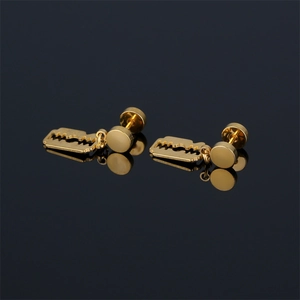 Stainless Steel Razor Blade Drop Earrings Hip Hop Punk Style Geometric Jewelry For Men Women Trendy Nightclub Accessory