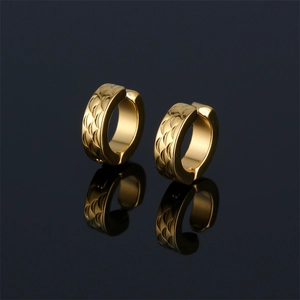 Stainless Steel Fish Scale Pattern Ear Clips Non Pierced Huggie Earrings For Men Women Personal Fashion Punk Jewelry
