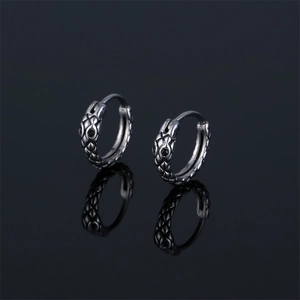 316 Stainless Steel Rhinestone Snake Skin Pattern Hoop Earrings Vintage Gothic Scale Huggie Earrings Unisex Jewelry